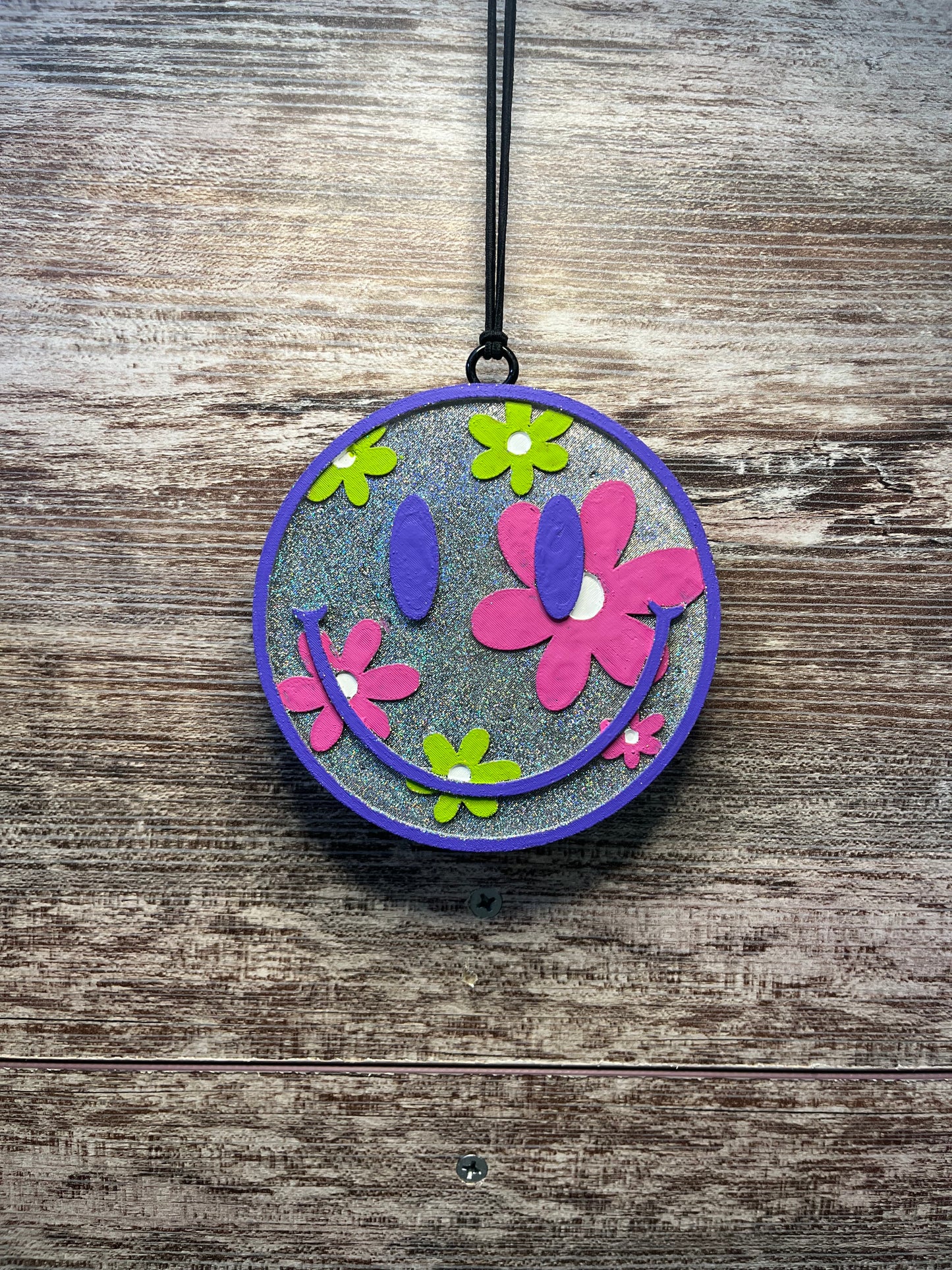 Smiley Face Silver Car Freshie